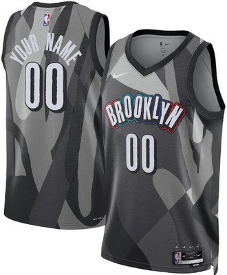 Men's Brooklyn Nets Custom Gray 2024 City Heat Press Jersey