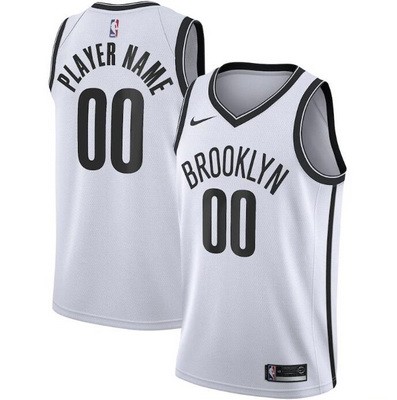 Men's Brooklyn Nets Custom White Icon Hot Press Jersey