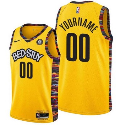 Men's Brooklyn Nets Custom Yellow 2021 City Icon Hot Press Jersey