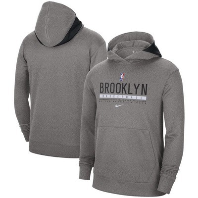 Men's Brooklyn Nets Gray Spotlight On Court Practice Performance Pullover Hoodie