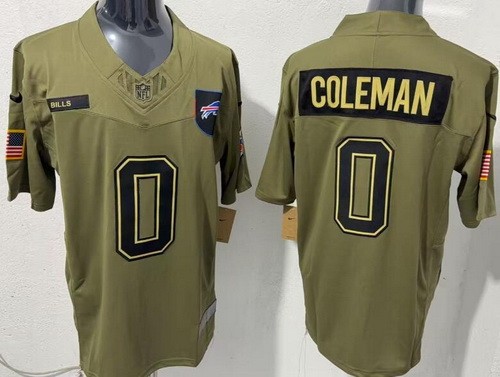Men's Buffalo Bills #0 Keon Coleman Limited Green 2025 Salute To Service Jersey