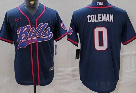 Men's Buffalo Bills #0 Keon Coleman Limited Navy Fashion Baseball Jersey