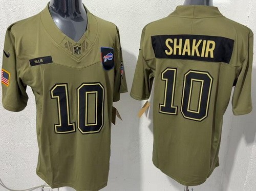 Men's Buffalo Bills #10 Khalil Shakir Limited Green 2025 Salute To Service Jersey