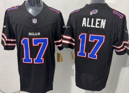 Men's Buffalo Bills #17 Josh Allen Limited Black Fashion FUSE Vapor Jersey