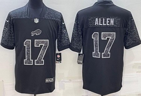 Men's Buffalo Bills #17 Josh Allen Limited Black RFLCTV Jersey