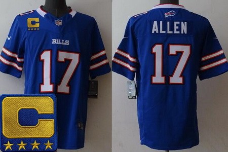 Men's Buffalo Bills #17 Josh Allen Limited Blue FUSE 2023 Captain Patch Vapor Jersey