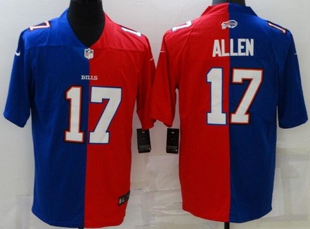 Men's Buffalo Bills #17 Josh Allen Limited Blue Red Split Vapor Jersey