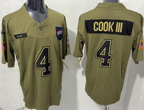 Men's Buffalo Bills #4 James Cook Limited Green 2025 Salute To Service Jersey