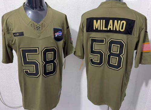 Men's Buffalo Bills #58 Matt Milano Limited Green 2025 Salute To Service Jersey