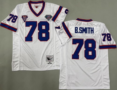 Men's Buffalo Bills #78 Bruce Smith White 1990 Throwback Jersey