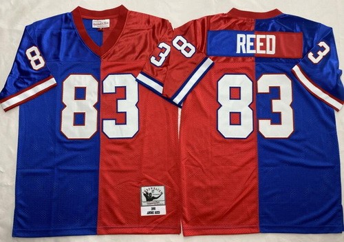 Men's Buffalo Bills #83 Andre Reed Blue Red Split 1990 Throwback Jersey