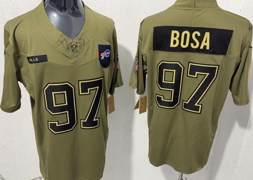 Men's Buffalo Bills #97 Joey Bosa Limited Green 2025 Salute To Service Jersey