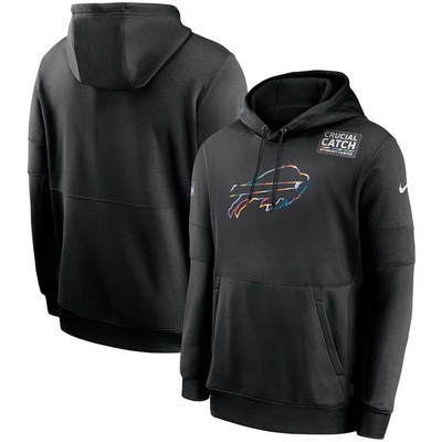 Men's Buffalo Bills Black Crucial Catch Sideline Performance Pullover Hoodie