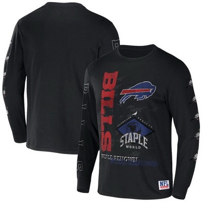 Men's Buffalo Bills Black NFL x Staple World Renowned Long Sleeve T Shirt