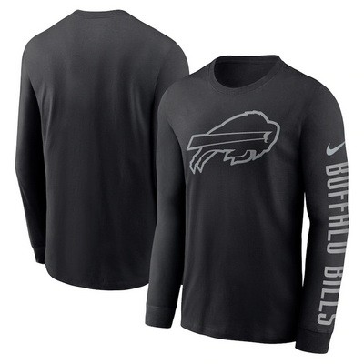 Men's Buffalo Bills Black RFLCTV Long Sleeve T Shirt