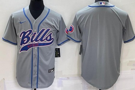 Men's Buffalo Bills Blank Gray Baseball Jersey