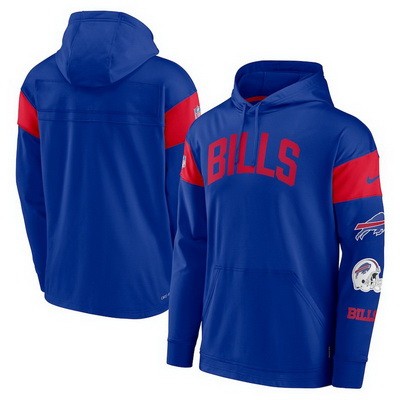 Men's Buffalo Bills Blue Red Sideline Arch Jersey Performance Pullover Hoodie