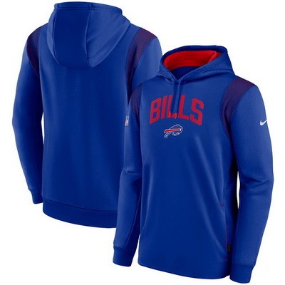 Men's Buffalo Bills Blue Sideline Athletic Stack Performance Pullover Hoodie