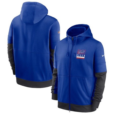 Men's Buffalo Bills Blue Sideline Impact Lockup Performance Full Zip Pullover Hoodie