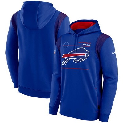Men's Buffalo Bills Blue Sideline Logo Performance Pullover Hoodie