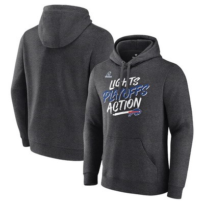 Men's Buffalo Bills Charcoal 2021 NFL Playoffs Bound Lights Action Pullover Hoodie
