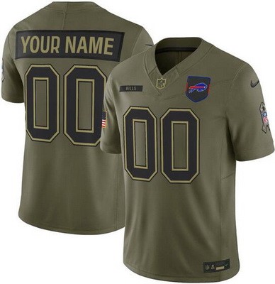 Men's Buffalo Bills Custom Limited Green 2025 Salute To Service Jersey