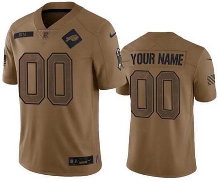 Men's Buffalo Bills Customized Brown 2023 Salute To Service Jersey