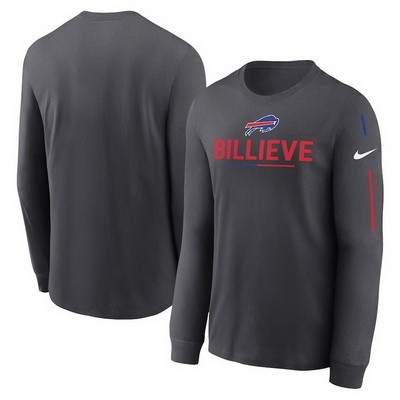 Men's Buffalo Bills Navy Team Slogan Long Sleeve T Shirt