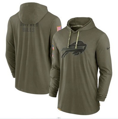 Men's Buffalo Bills Olive 2022 Salute to Service Tonal Pullover Hoodie