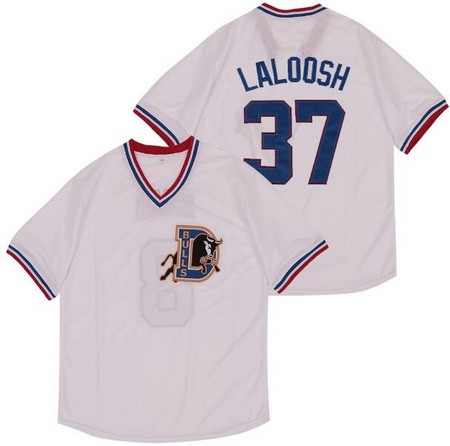 Men's Bull Durham #37 Nuke LaLoosh White Baseball Jersey