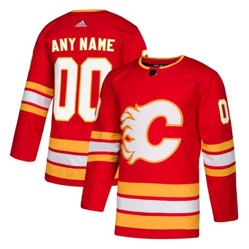 Men's Calgary Flames Customized Red Alternate Authentic Jersey