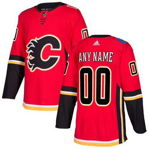Men's Calgary Flames Customized Red Authentic Jersey