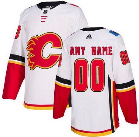 Men's Calgary Flames Customized White Authentic Jersey