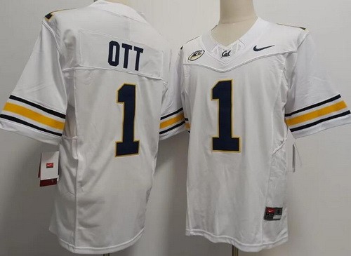 Men's California Golden Bears #1 Jaydn Ott Limited White FUSE College Football Jersey
