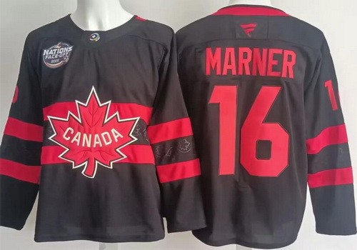 Men's Canada #16 Mitch Marner Black 2025 4 Nations Face Off Authentic Jersey