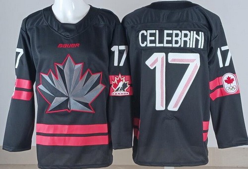 Men's Canada #17 Macklin Celebrini Black 2026 Olympics Authentic Jersey