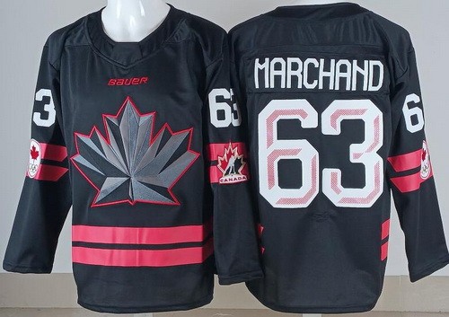 Men's Canada #63 Brad Marchand Black 2026 Olympics Authentic Jersey