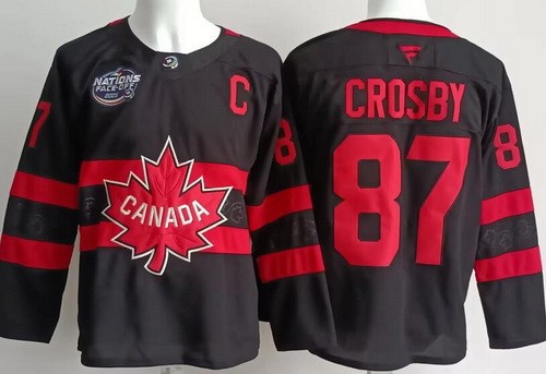 Men's Canada #87 Sidney Crosby Black 2025 4 Nations Face Off Authentic Jersey