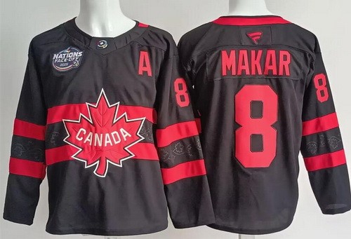 Men's Canada #8 Cale Makar Black 2025 4 Nations Face Off Authentic Jersey