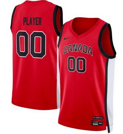 Men's Canada Custom Red 2024 Heat Press Basketball Jersey