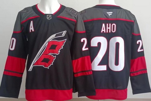 Men's Carolina Hurricanes #20 Sebastian Aho Black Fanatics Authentic Jersey