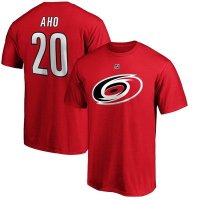 Men's Carolina Hurricanes #20 Sebastian Aho Red Printed T Shirt 112156
