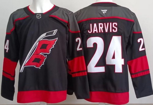 Men's Carolina Hurricanes #24 Seth Jarvis Black Authentic Jersey