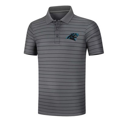 Men's Carolina Panthers Anthracite Collection Striped Performance Pique Polo