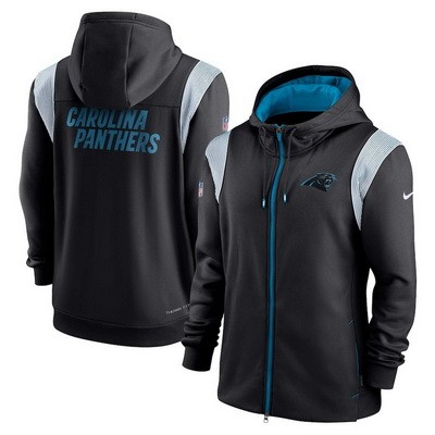 Men's Carolina Panthers Black Gray Performance Sideline Lockup Full Zip Hoodie