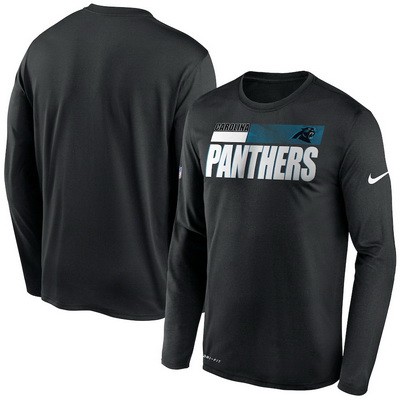 Men's Carolina Panthers Black Sideline Impact Legend Performance Long Sleeves T Shirt 615