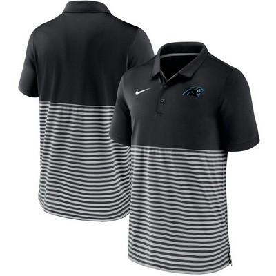 Men's Carolina Panthers Black Stripes Patchwork Polo