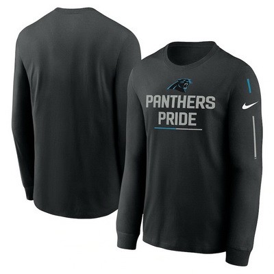 Men's Carolina Panthers Black Team Slogan Long Sleeve T Shirt