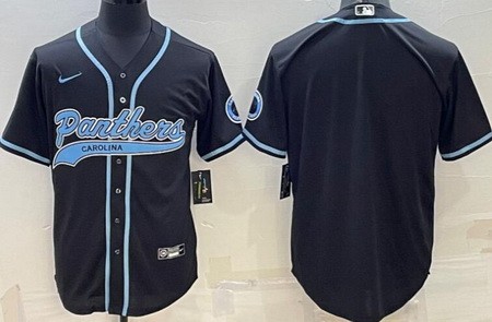 Men's Carolina Panthers Blank Black Baseball Jersey