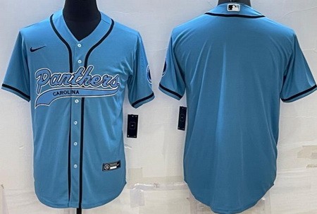 Men's Carolina Panthers Blank Blue Baseball Jersey